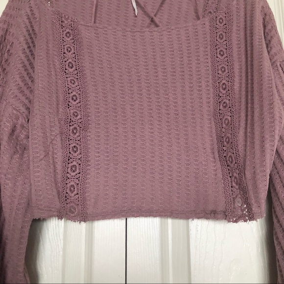 Free People Pink Wide Sleeve Crop Sweater Top - Picture 4 of 8